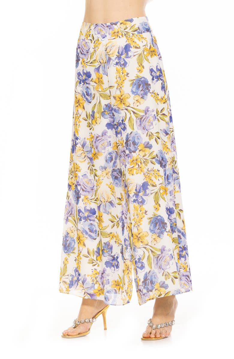 Alexia Admor Imogen Floral Chiffon Wide Leg Pants, Alternate, color, Garden Rose