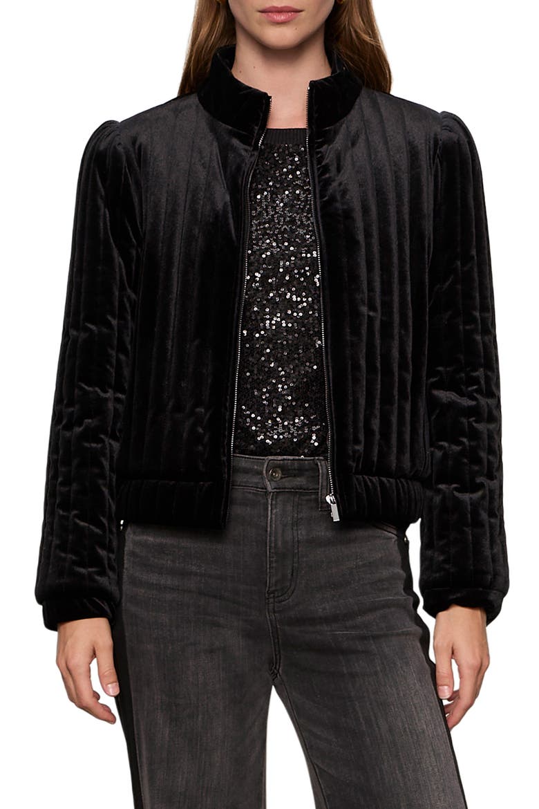 Quilted Velvet Jacket, Main, color, BLACK
