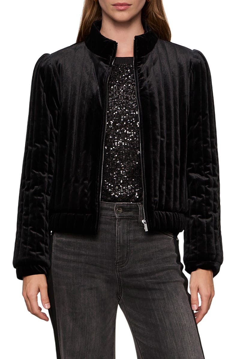 Sanctuary Quilted Velvet Jacket, Main, color, Black