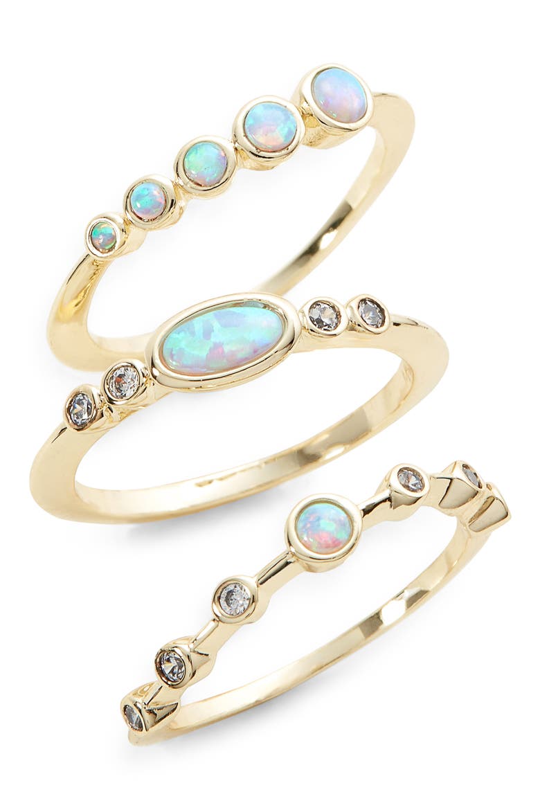 Monet Set of Three Opal Stacking Rings, Main, color, OPAL/ CRYSTAL