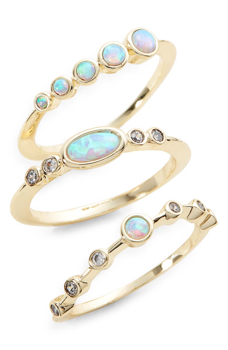 Melinda Maria Monet Set of Three Opal Stacking Rings, Main, color, 