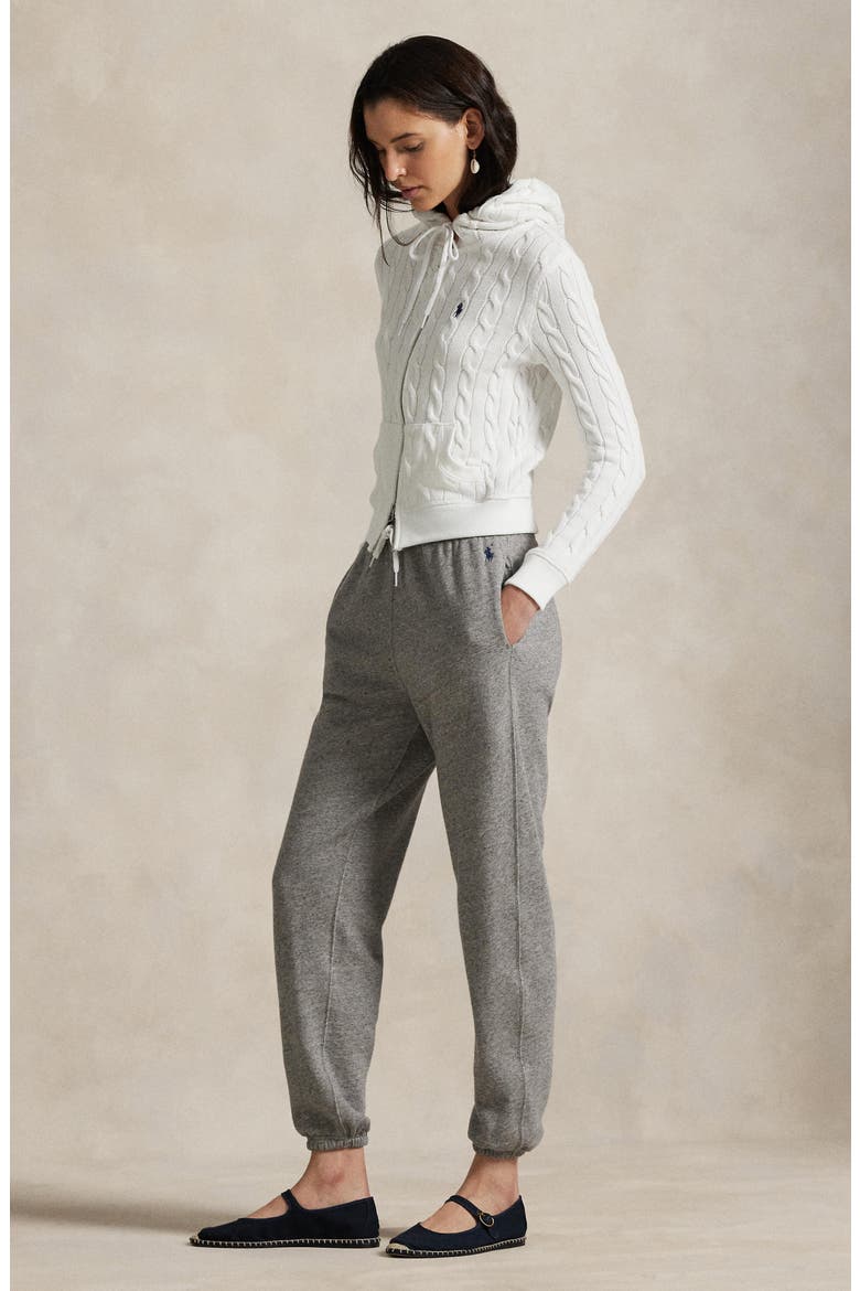 Lightweight Cotton Blend Fleece Sweatpants, Alternate, color, DARK VINTAGE HEATHER