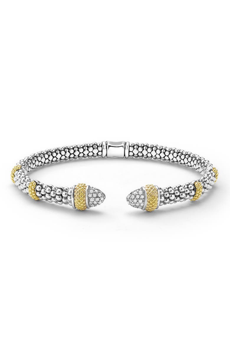 LAGOS Caviar Lux 2-Tone Caviar Diamond Versa Torque Bracelet, Main, color, Two Tone