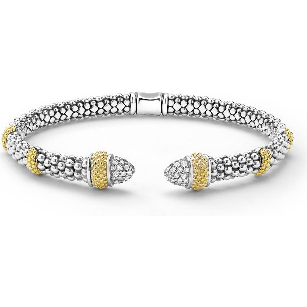 Lagos Caviar Lux 2-tone Caviar Diamond Versa Torque Bracelet In Metallic