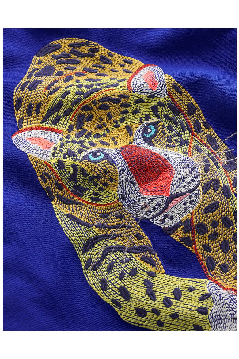 Kids' Embroidered Cheetah Cotton T-Shirt, Alternate, color, SURF THE WEB LEOPARD