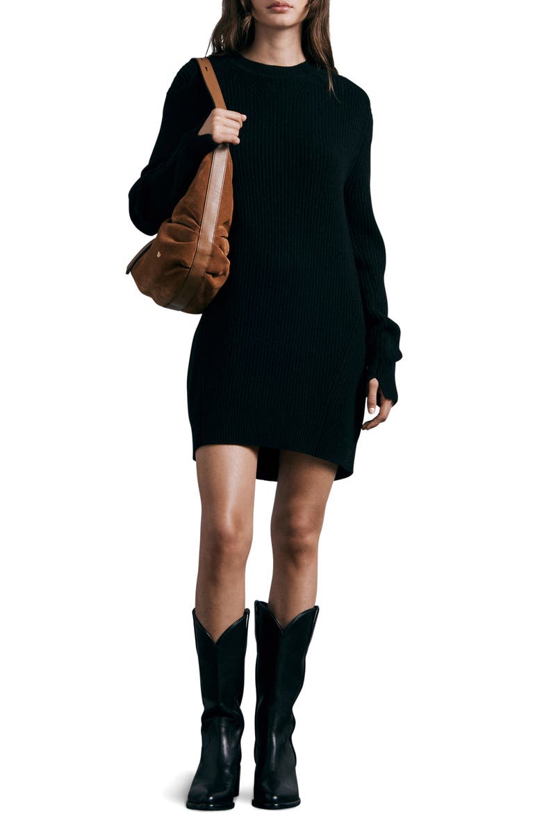 rag & bone Pierce Long Sleeve Cashmere Shift Minidress, Main, color, 