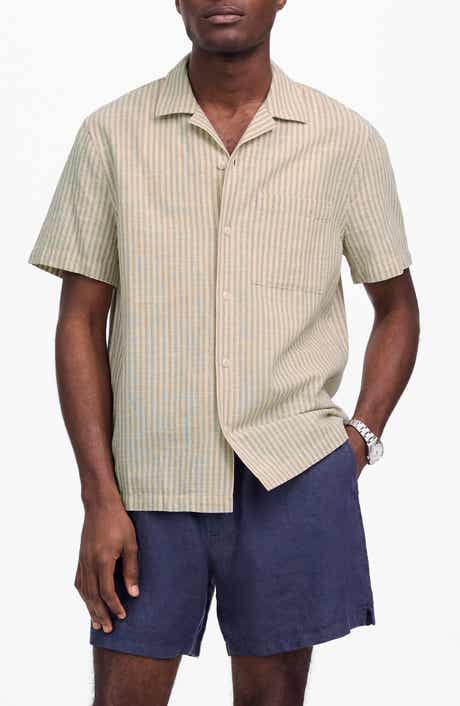 Madewell Short Sleeve Button-Up Shirt in Indigo-Dyed Stripe