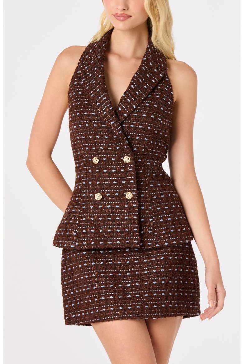 Claudine Tweed Halter Vest, Alternate, color, BROWN TWEED