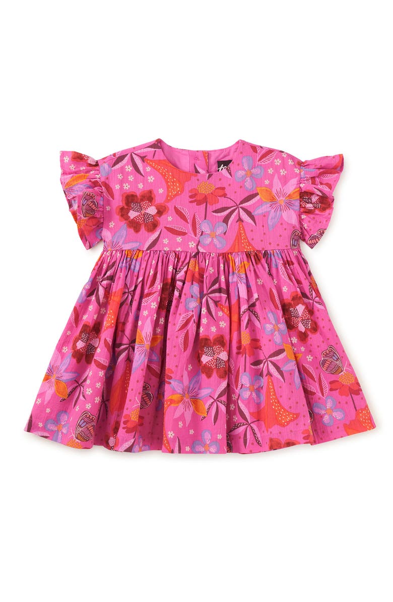 Tea Collection Ruffle Sleeve Baby Dress Set, Alternate, color, Brazilian Painted Floral