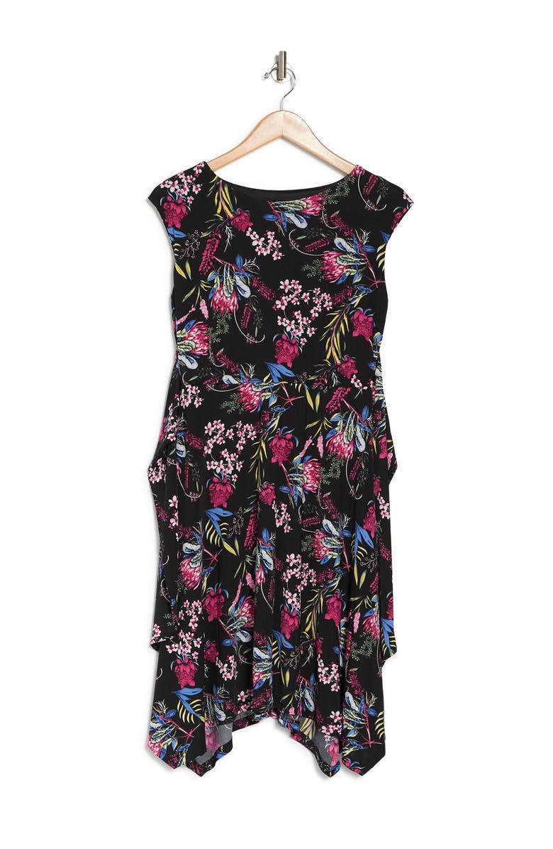 PAPILLON Floral Round Neck Stretch Dress, Alternate, color, 