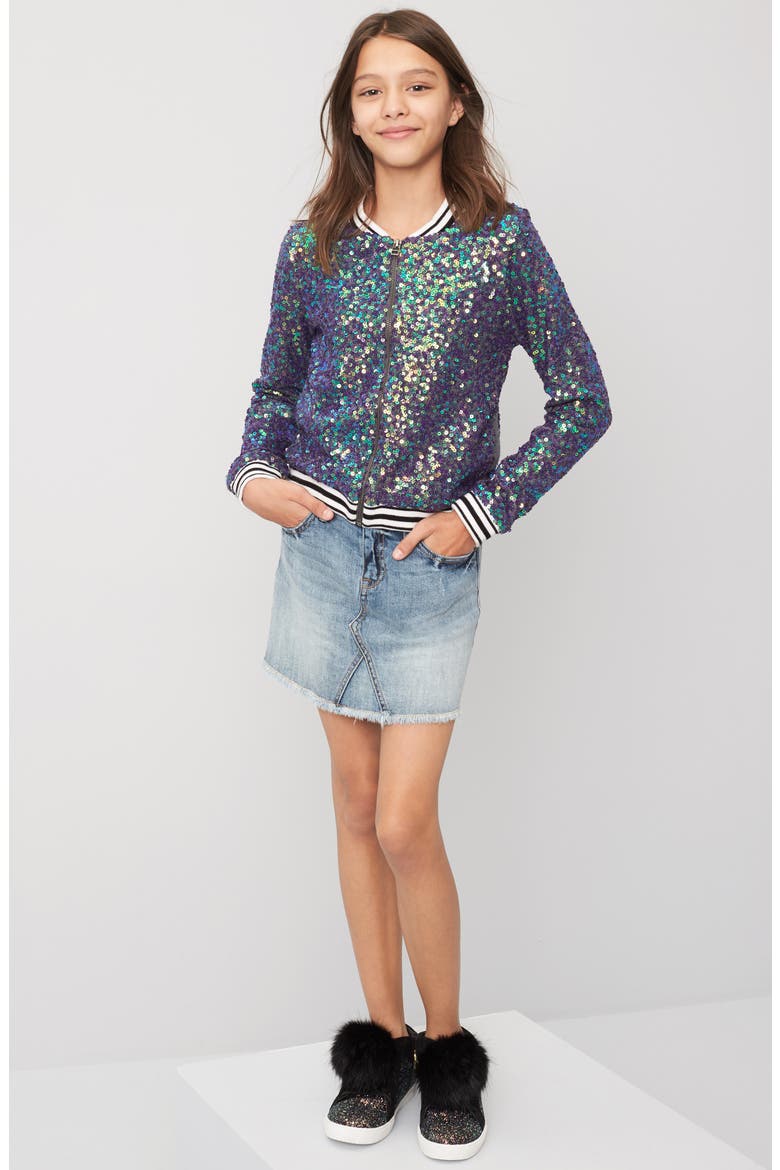 Sequin Bomber Jacket, Alternate, color, PURPLE IRIDESCENT