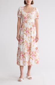 AUGUST SKY Floral Midi Dress