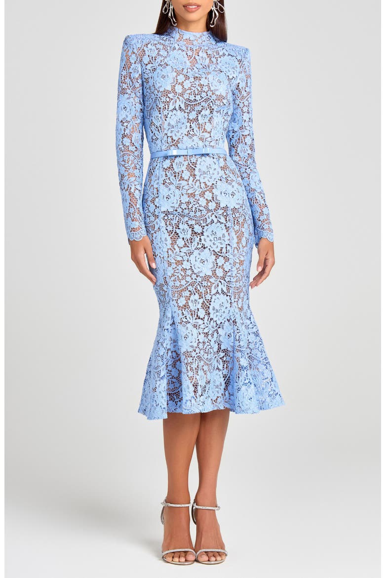 Juliette Long Sleeve Lace Cocktail Dress, Main, color, BLUE