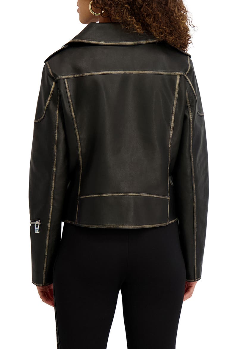 Faux Leather Crop Moto Jacket, Alternate, color, BLACK