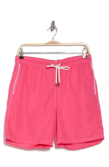 Bugatchi Clyde Solid Swim Trunks In Pink