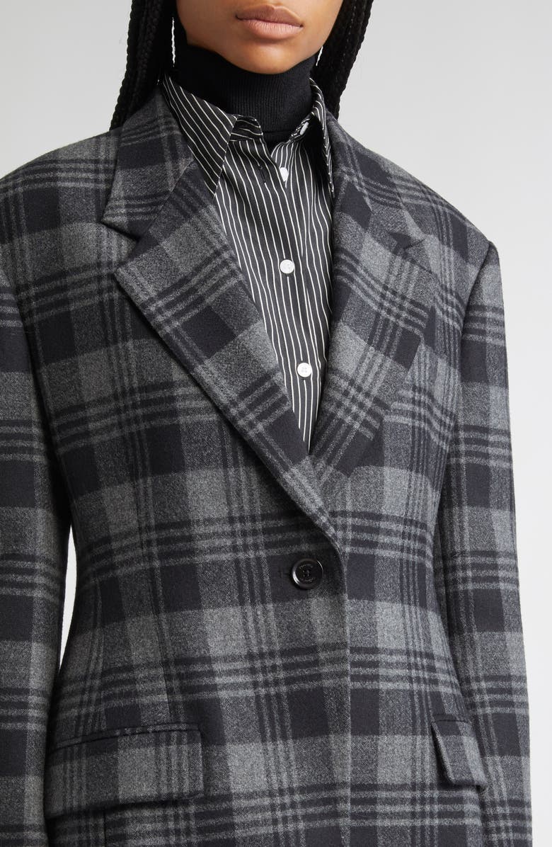Proenza Schouler Daria Plaid Oversize Virgin Wool Blazer, Alternate, color, Grey Multi