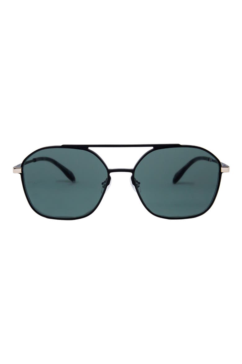 Duomo 58mm Aviator Sunglasses, Main, color, MATTE BLACK/ GREEN
