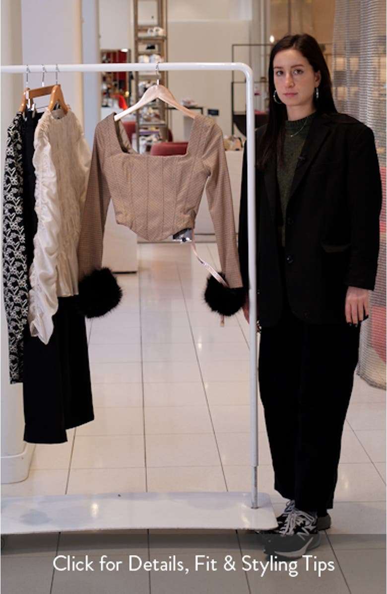 Antonia MIcrocheck Faux Fur Cuff Corset Top, sales video thumbnail