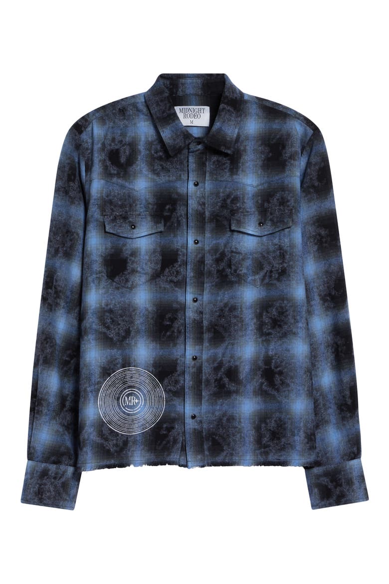 Laurel Canyon Plaid Flannel Graphic Shirt, Alternate, color, OVERDYE BLUE