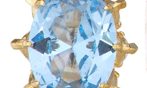 Fzn 10k Gold Aquamarine Stud Earrings In Yellow