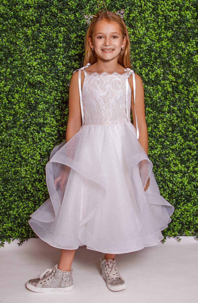 LA PETITE HAYLEY PAIGE Lilian Lace & Tulle Flower Girl Dress, Main, color,
