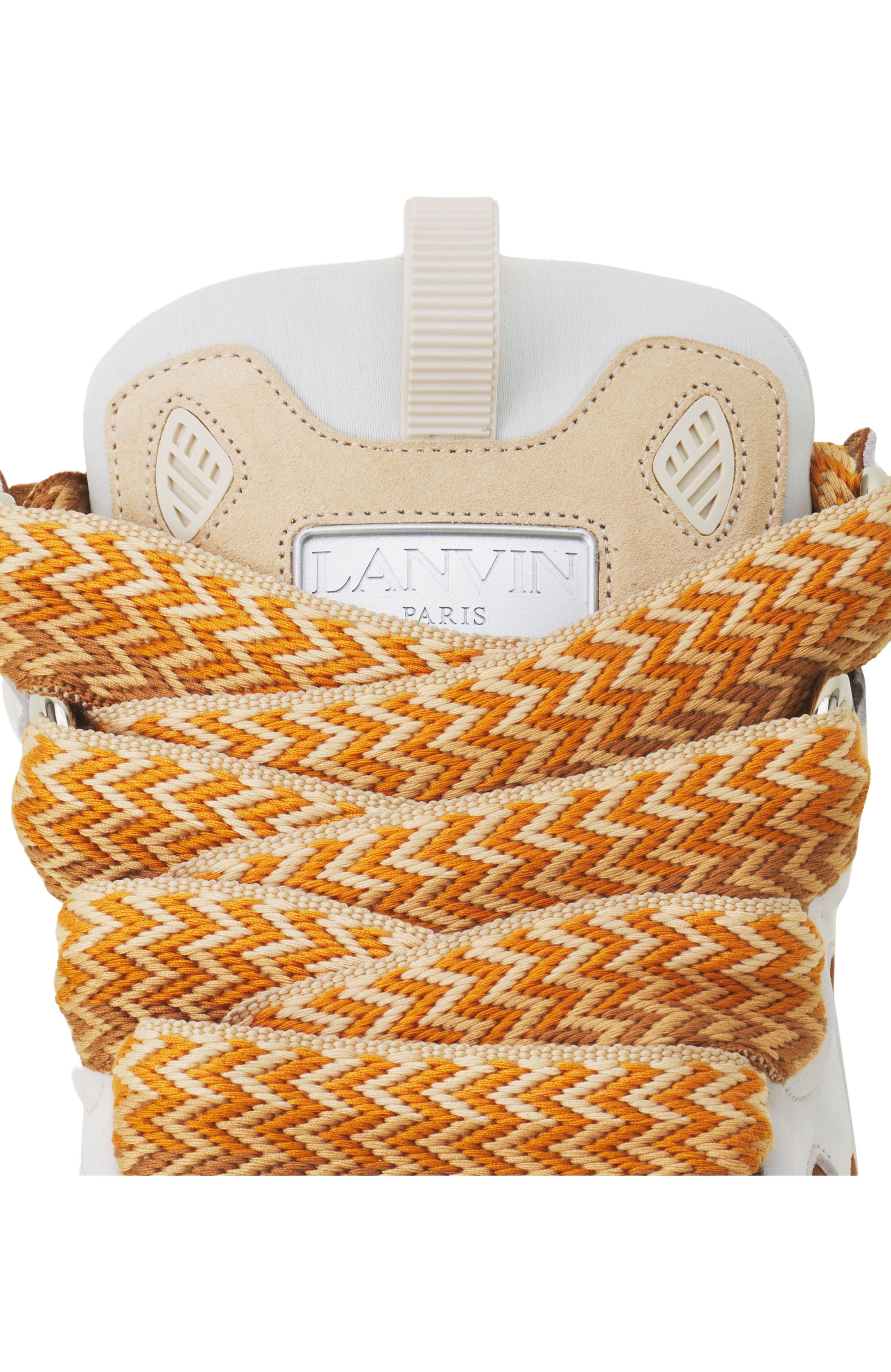 Lanvin Curb Leather Sneakers, Alternate, color, Optic White/Honey