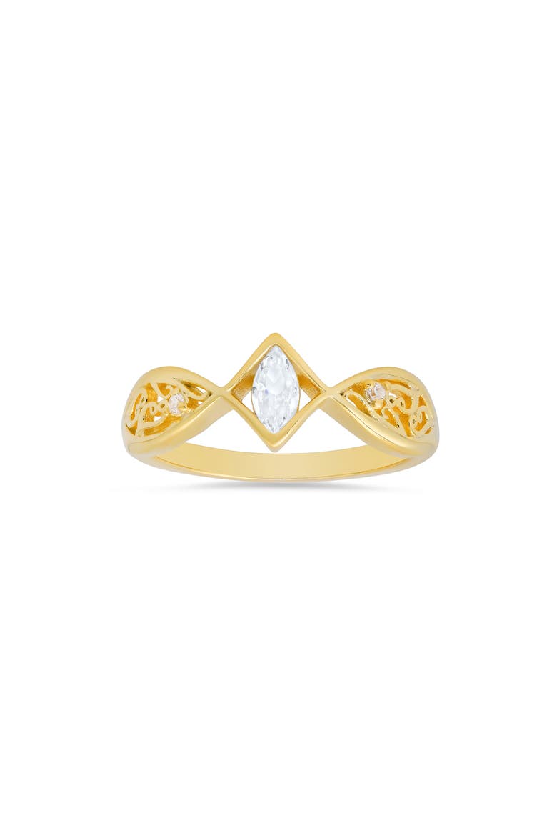 Marquise Cut Filigree Ring, Main, color, GOLD
