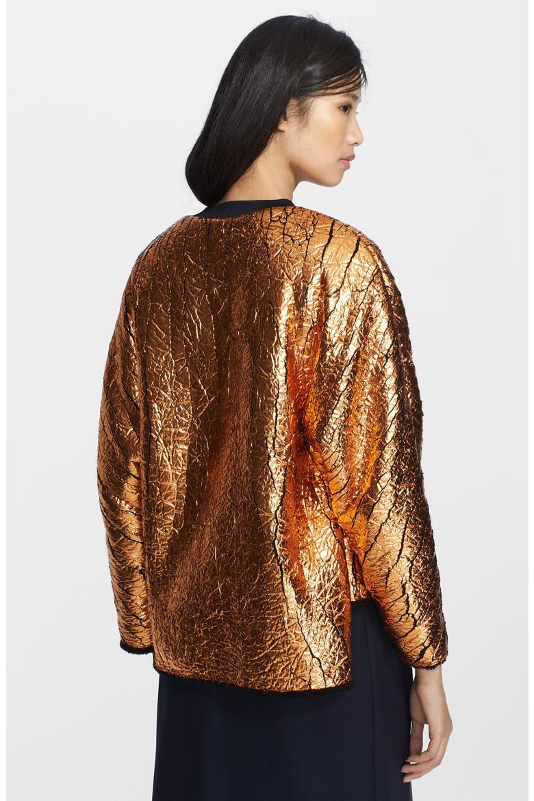 Crackle Coated Cutaway Sweatshirt, Alternate, color, COPPER/ BLACK