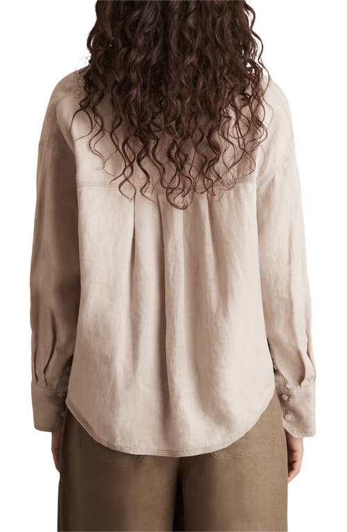 Reiss Neutral Linen Overhead Open-collar Shirt