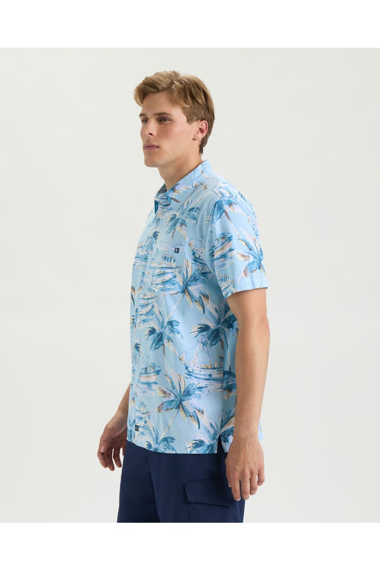 Tropic Reverie Woven Shirt, Alternate, color, Aquarius