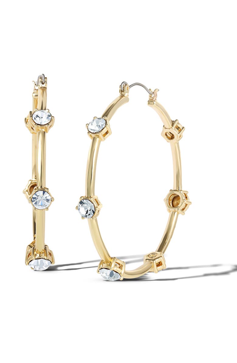 Jessica Simpson Drop and Hoop Earrings with Crystal Embellishments, Main, color, Gold