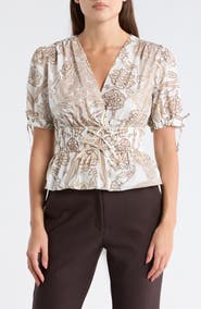 Derek Lam 10 Crosby Rhea V-Neck Puff Sleeve Top