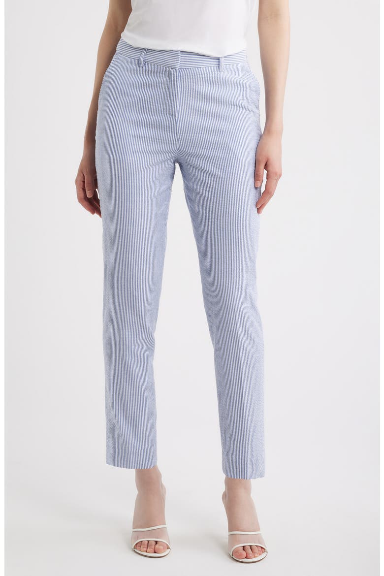 Seersucker Straight Leg Pants, Main, color, NAVY IVORY