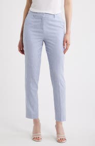 Tahari ASL Seersucker Straight Leg Pants