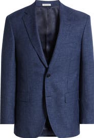 Peter Millar Flynn Classic Fit Blue Microcheck Wool Sport Coat