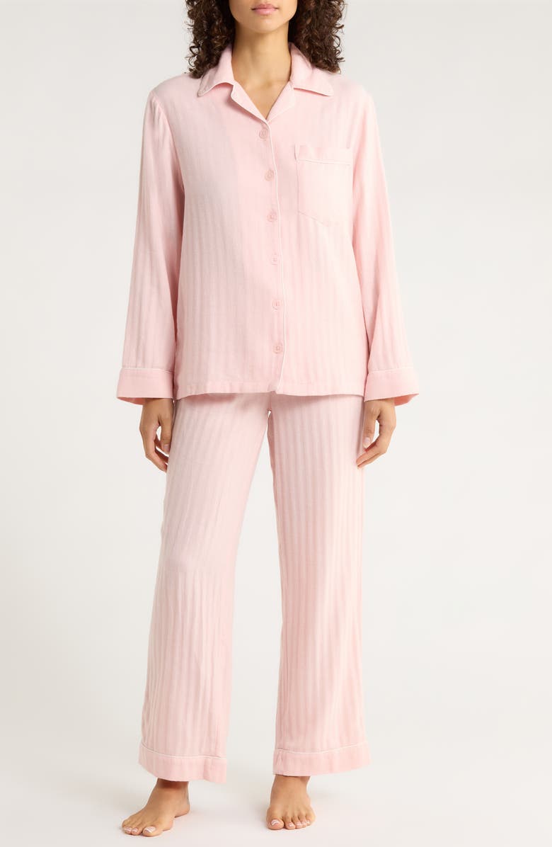 Papinelle Herringbone Supersoft Brushed Organic Cotton Pajamas, Main, color, Papinelle Pink