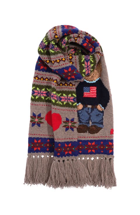 Bear Intarsia Fairisle Scarf