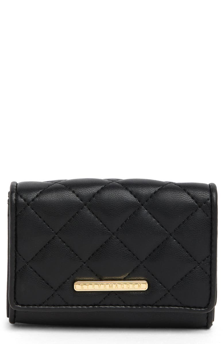 Steve Madden Brett Compact Quilted Wallet, Main, color, 