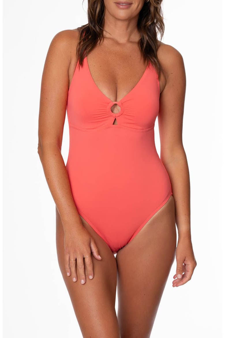 Paris One-Piece Swimsuit, Main, color, SPICED CORAL