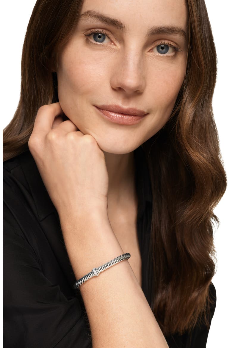 Cablespira® Flex Bracelet in Sterling Silver with Diamonds, 6mm, Alternate, color, SILVER PAVE