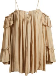 MANGO Cold Shoulder Long Sleeve Minidress