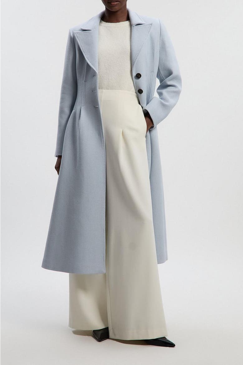 Petite Wool Corset Detail Maxi Coat, Alternate, color, Pale Blue