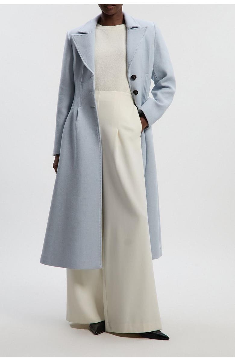 Karen Millen Petite Wool Corset Detail Maxi Coat, Alternate, color, Pale Blue