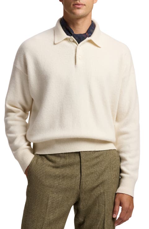 Long Sleeve Cashmere & Alpaca Rugby Polo Sweater
