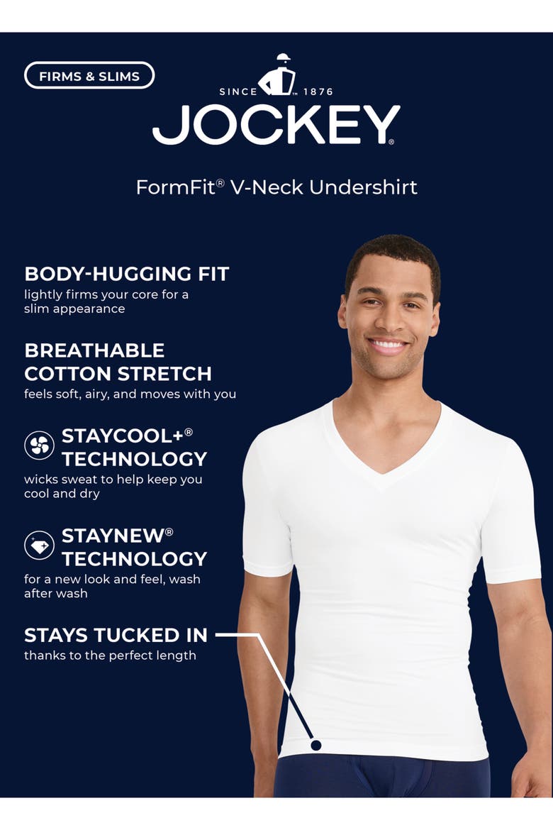Mens FormFit® Cotton Stretch V-Neck Undershirt, Alternate, color, Black