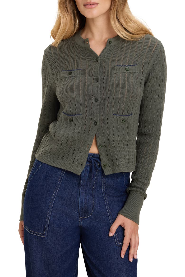 Cotton Pointelle Cardigan, Main, color, BRIAR