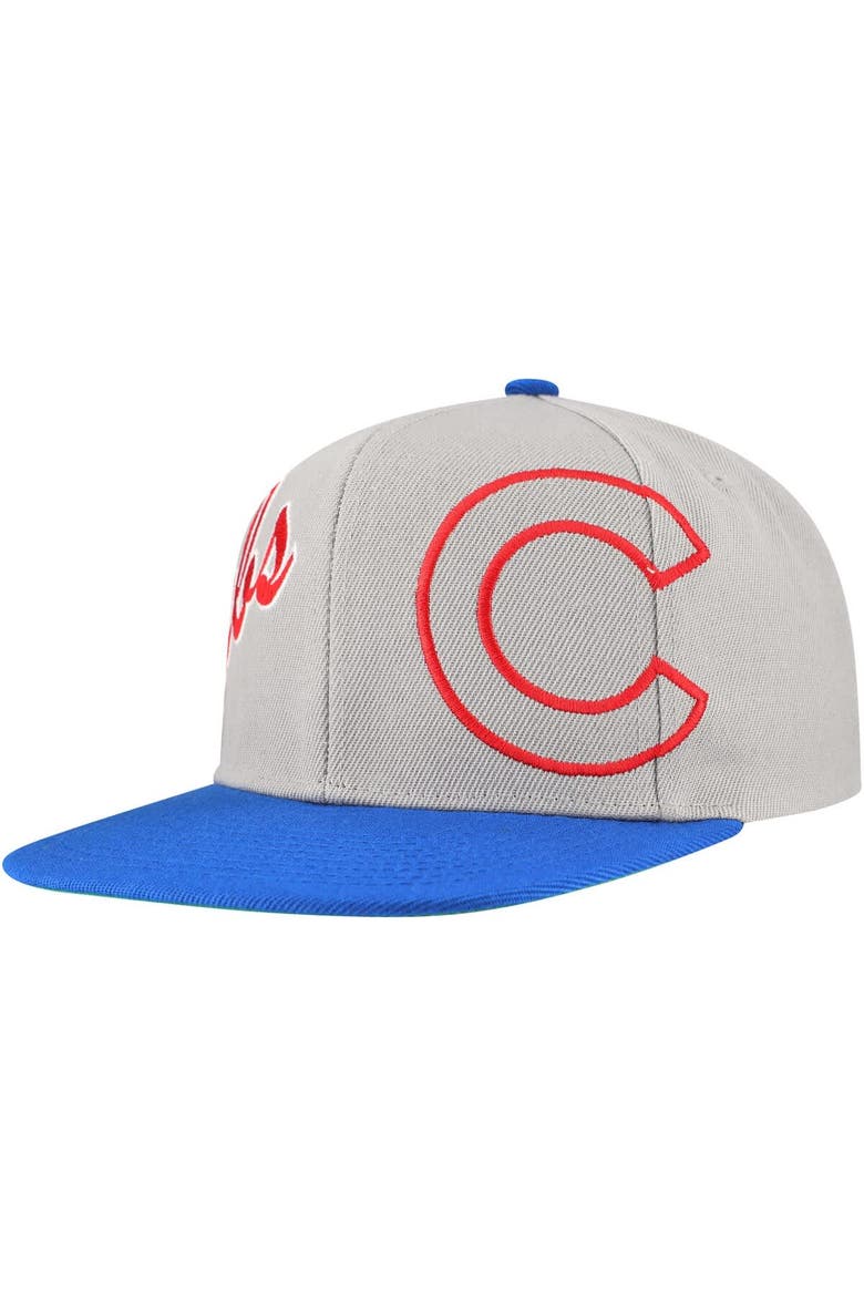 Men's Mitchell & Ness Gray Chicago Cubs Knock Out Panel Snapback Hat, Main, color, Gray
