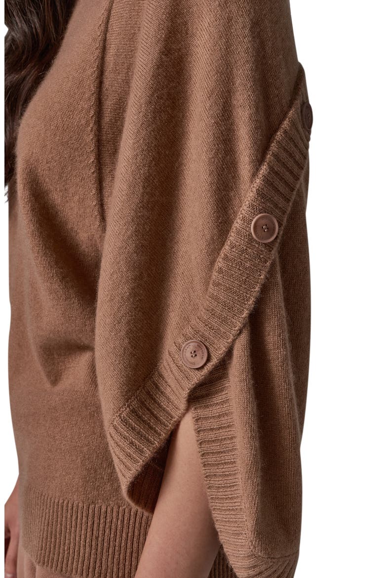Wool & Cashmere Overlap Button Crewneck Sweater, Alternate, color, CAMEL