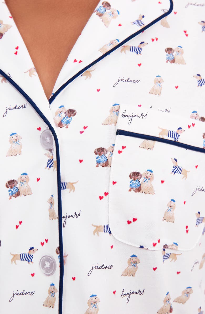 Petite Plume Pima Cotton Jersey Long Pajamas, Alternate, color, White