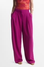 MANGO Pleated Straight Leg Pants